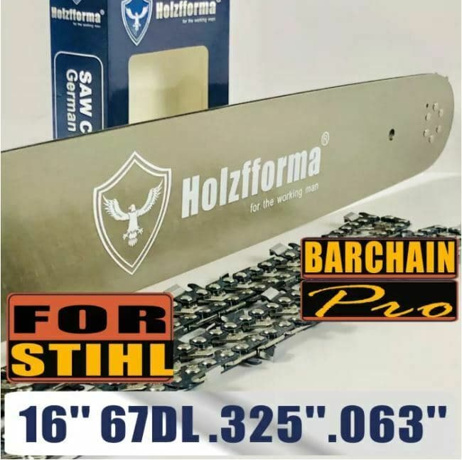 Holzfforma 16-Inch Chainsaw Guide Bar & Chain Combo .325 .063 67DL - Compatible with Stihl, Husqvarna, Echo - Perfect for Tree Cutting, Firewood, and DIY Woodworking Projects