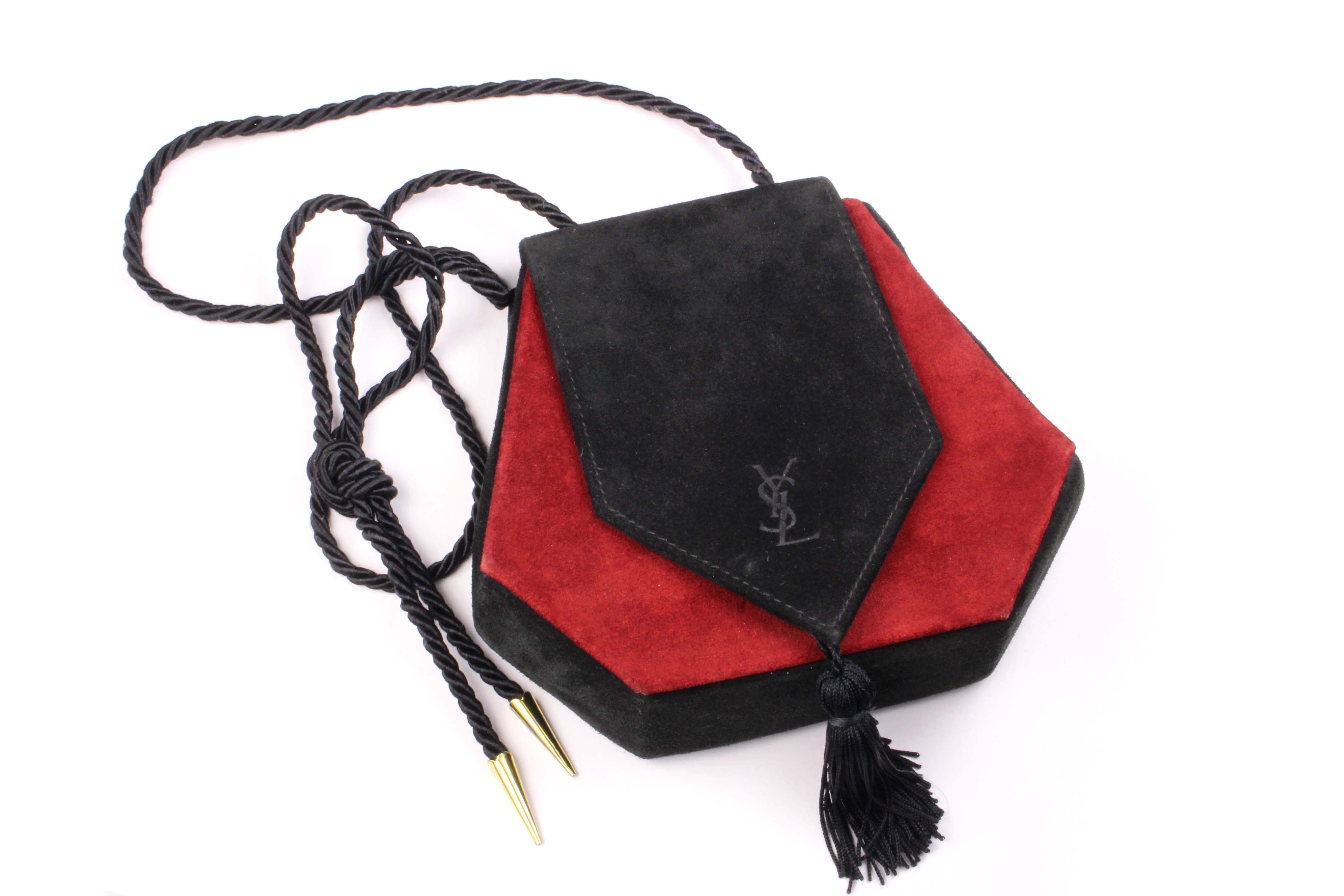 YVES SAINT LAURENT 1970s Opera Ballet Russes Vintage Suede Handbag - Luxury Crossbody Purse for Women, Perfect for Evening Events & Ballet Performances