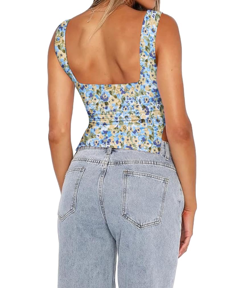 Women's Cute Crop Tank Top | Summer Y2K Fashion Bustier Top for Teen Girls | Sexy Strappy Going Out Tops | Perfect for Beach Parties, Music Festivals & Nightclubs