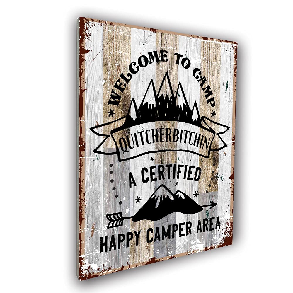 Farmhouse Wood Wall Art Decor Sign - Rustic Welcome to Camp Plaque for Home, Coffee Bar, Beer Bar & Camper - Perfect Housewarming Gift for Camping Lovers & Friends - Ideal for Cabin, RV & Outdoor-Themed Rooms
