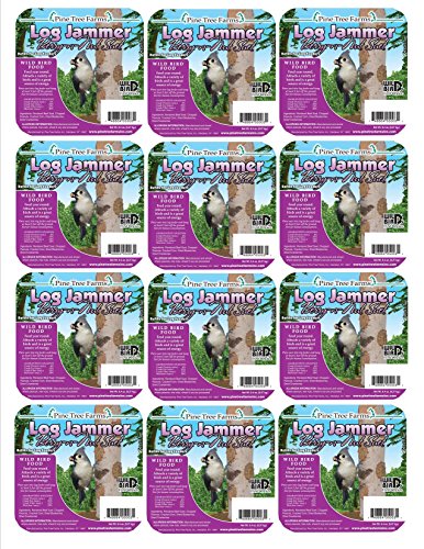 Pine Tree 5004 Log Jammers Fruit & Nuts Suet Plug - 9.4 Oz (Pack of 12) - High Energy Wild Bird Food for Woodpeckers, Nuthatches & Backyard Birds - Perfect for Winter Bird Feeding & Wildlife Attraction