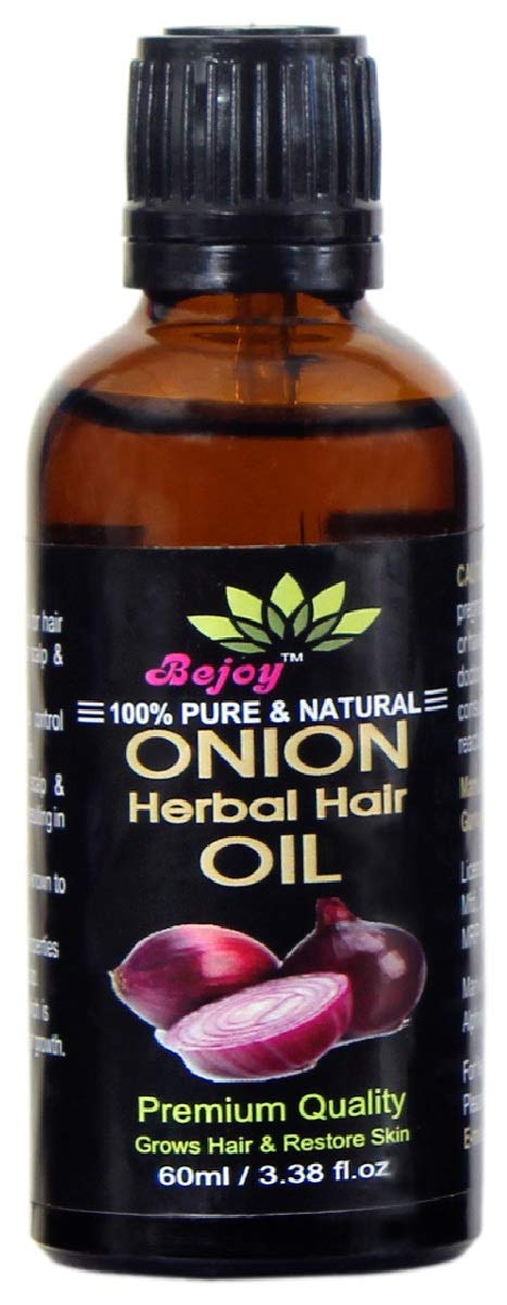 Bejoy Organic Herbal Onion Hair Oil 60ml - Natural Hair Growth Treatment for Thicker, Stronger Hair - Reduce Hair Fall & Boost Shine - Perfect for Daily Scalp Massage & Hair Care Routine