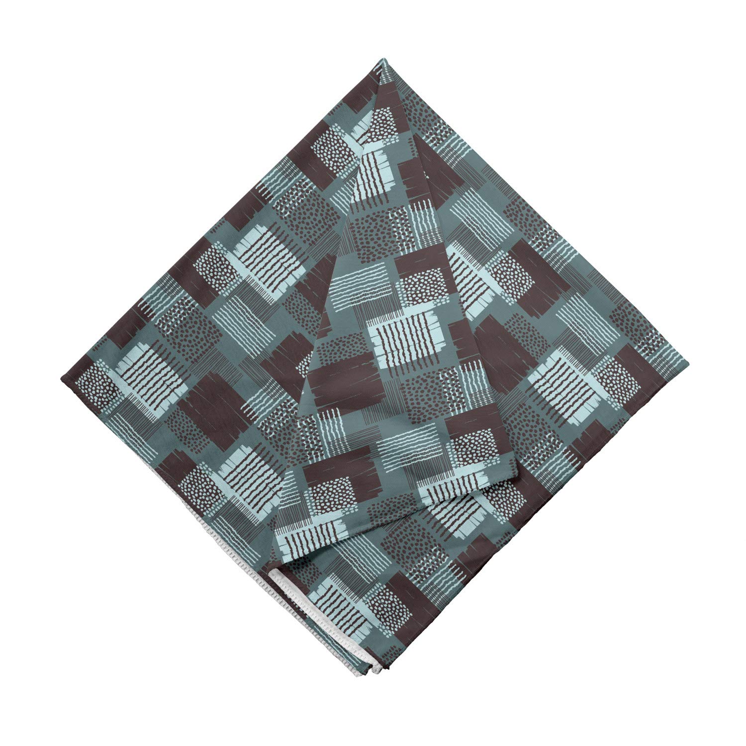 Ambesonne Abstract Bandana - Stylish Dot Stripes & Grunge Squares Design - Unisex Head & Neck Scarf for Men & Women - Perfect for Outdoor Activities, Concerts & Fashion Accessories