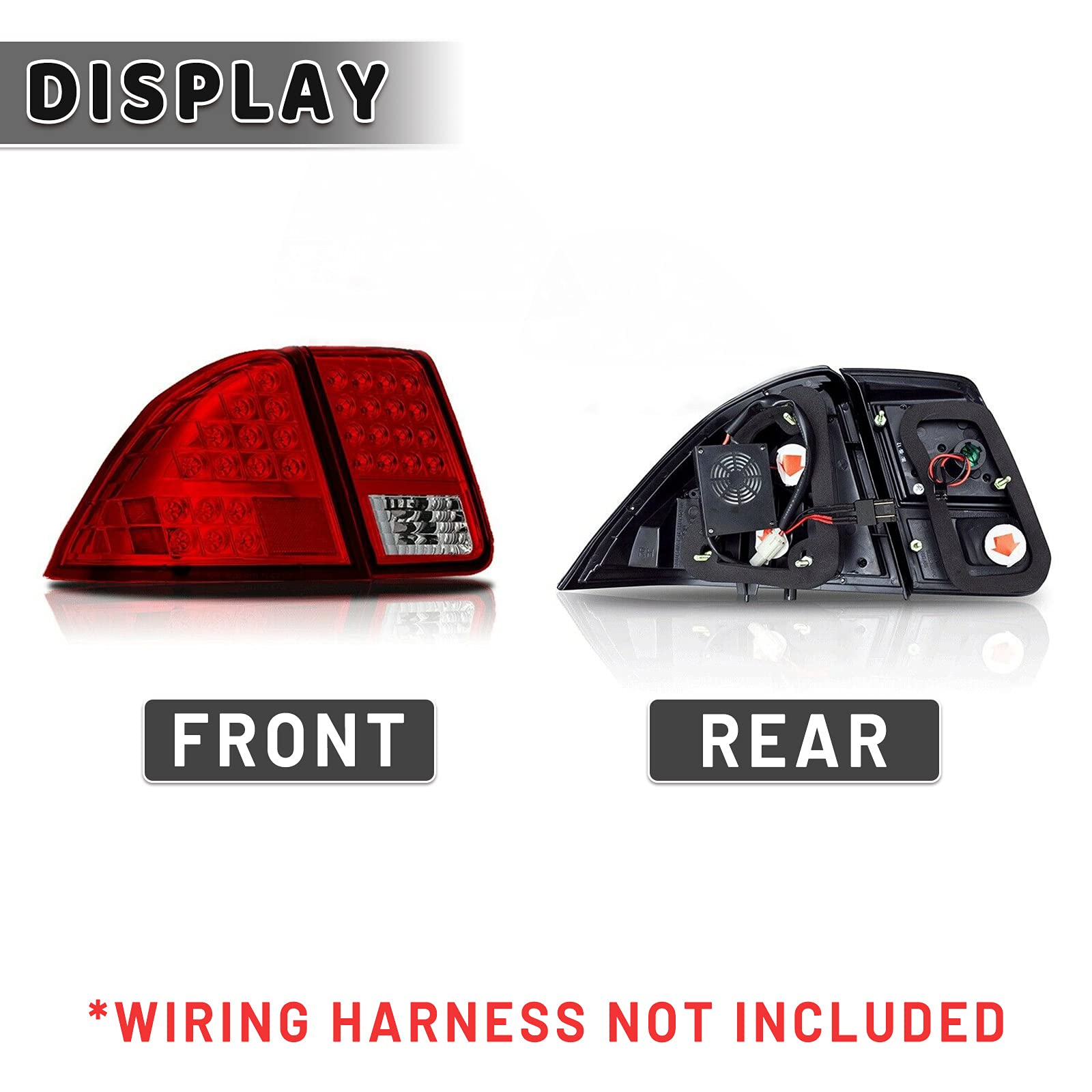 AUTOWIKI LED Tail Lights for 2001-2005 Honda Civic 4-Door Sedan - Red Rear Lamp Assembly (1 Pair) - Perfect for Night Driving & Car Upgrades