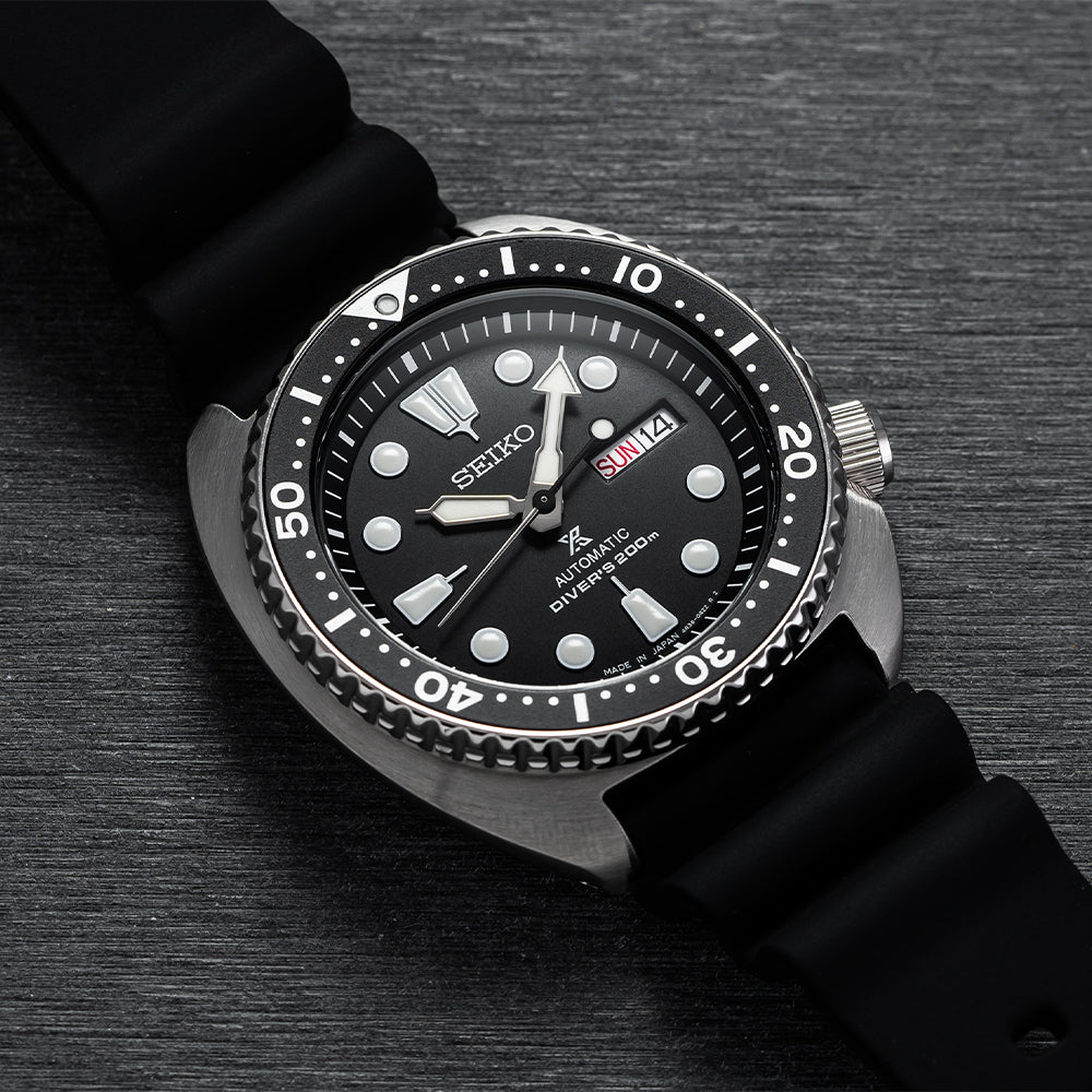 Seiko Prospex SRPE93 Automatic Diver Watch - 45mm Black Dial with Rubber Strap for Scuba Diving & Water Sports