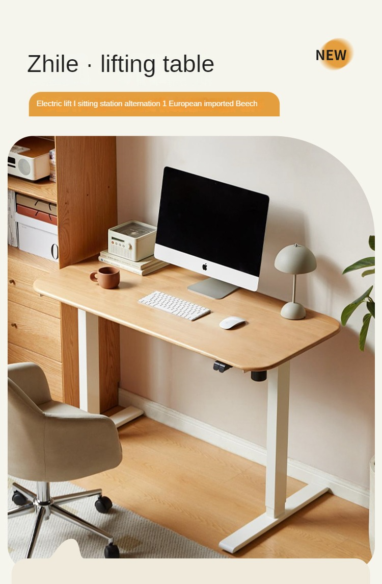 Ergonomic Beech Solid Wood Smart Electric Height Adjustable Standing Desk - Perfect for Home Office, Gaming & Workspace Productivity