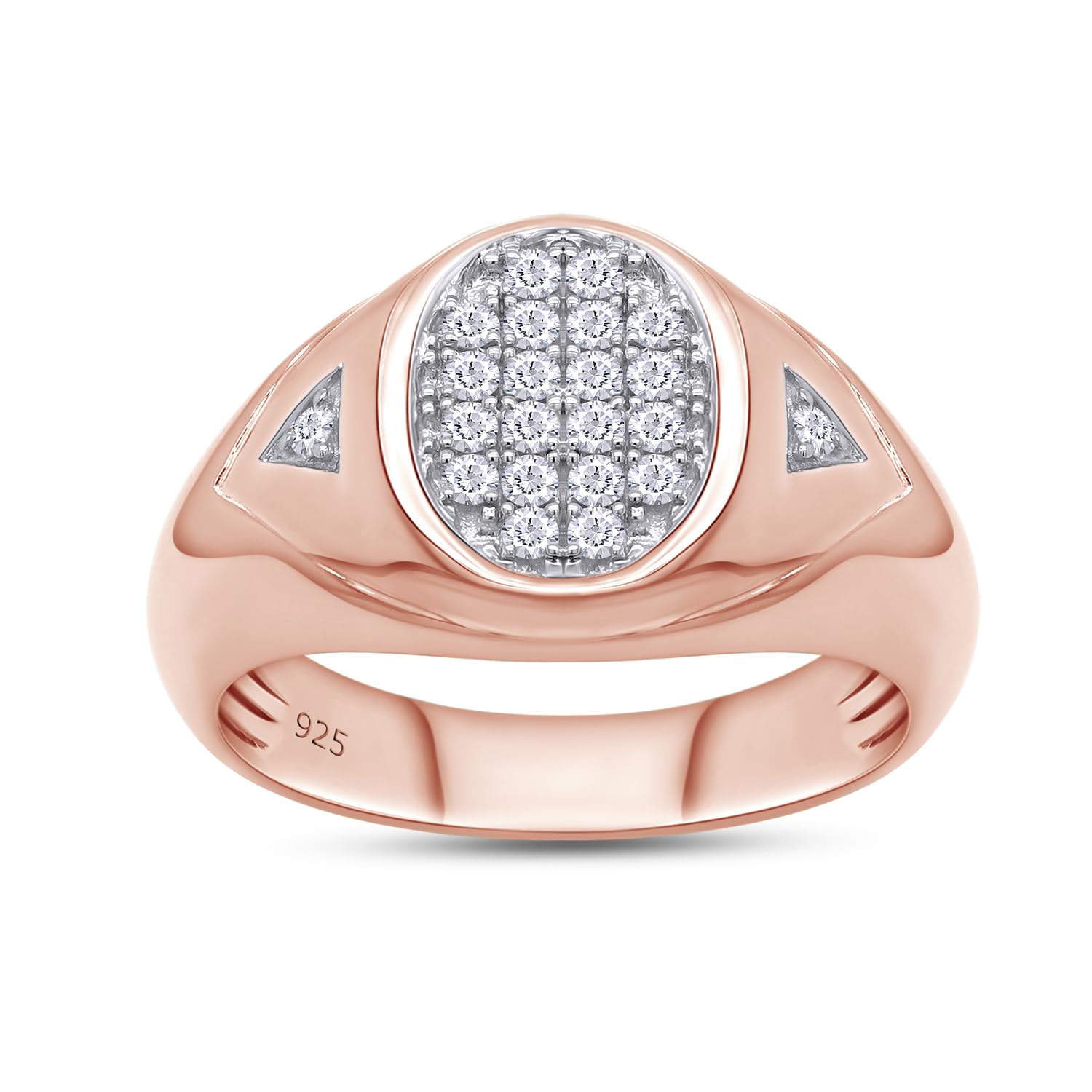 1/4 Carat Round White Natural Diamond Cluster Men's Anniversary Ring - 14K Gold Over Sterling Silver (0.25 CTW) - Perfect Gift for Husband, Boyfriend & Special Occasions