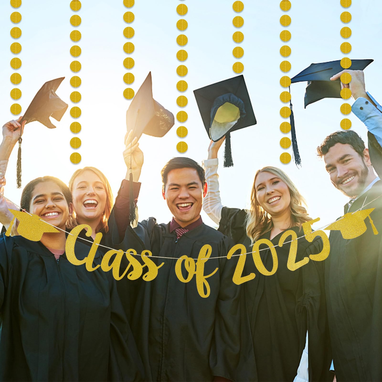 Class of 2025 Gold Glitter Graduation Banner - Premium College Grad Party Decorations for 2025 Graduates | Perfect for Graduation Ceremony, Dorm Decor & Celebration Backdrop