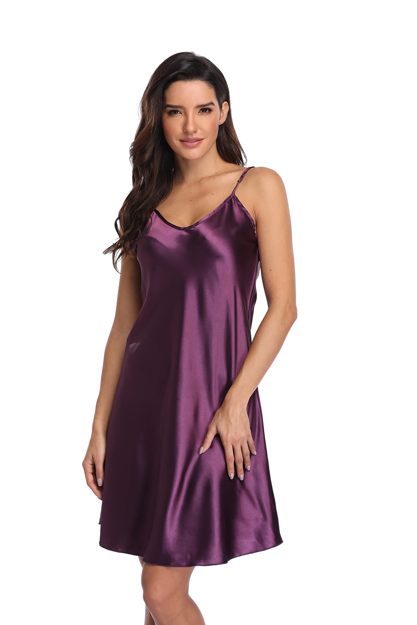 Giova Women's Satin Long Lingerie Chemise Strap Dress - Sexy Nightgown Sleepwear for Women - Perfect for Valentine's Day, Anniversary Gifts & Romantic Nights