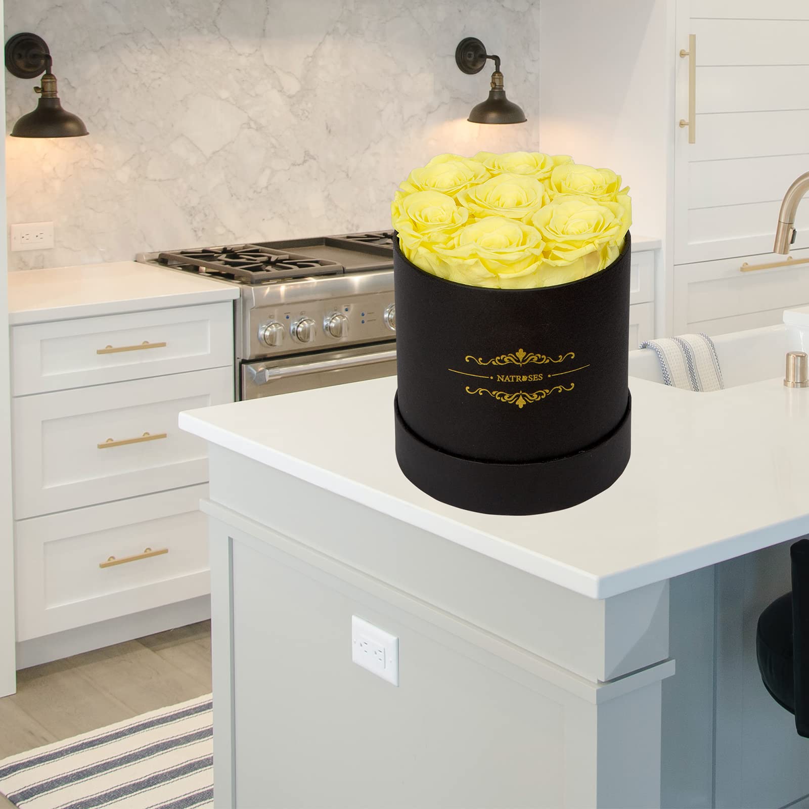 NATROSES Preserved Real Roses in a Box - Lasts 3 Years | Long-Lasting Rose Gift for Women, Birthday, Anniversary, Valentine's Day (Yellow) | Perfect for Home Decor, Wedding Centerpieces & Romantic Surprises