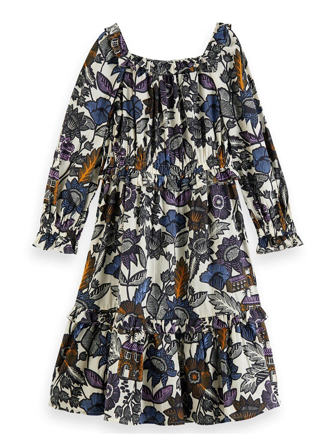 Scotch & Soda Girls Floral Print Midi Dress - Elegant Summer Outfit for Parties, Weddings & Special Occasions
