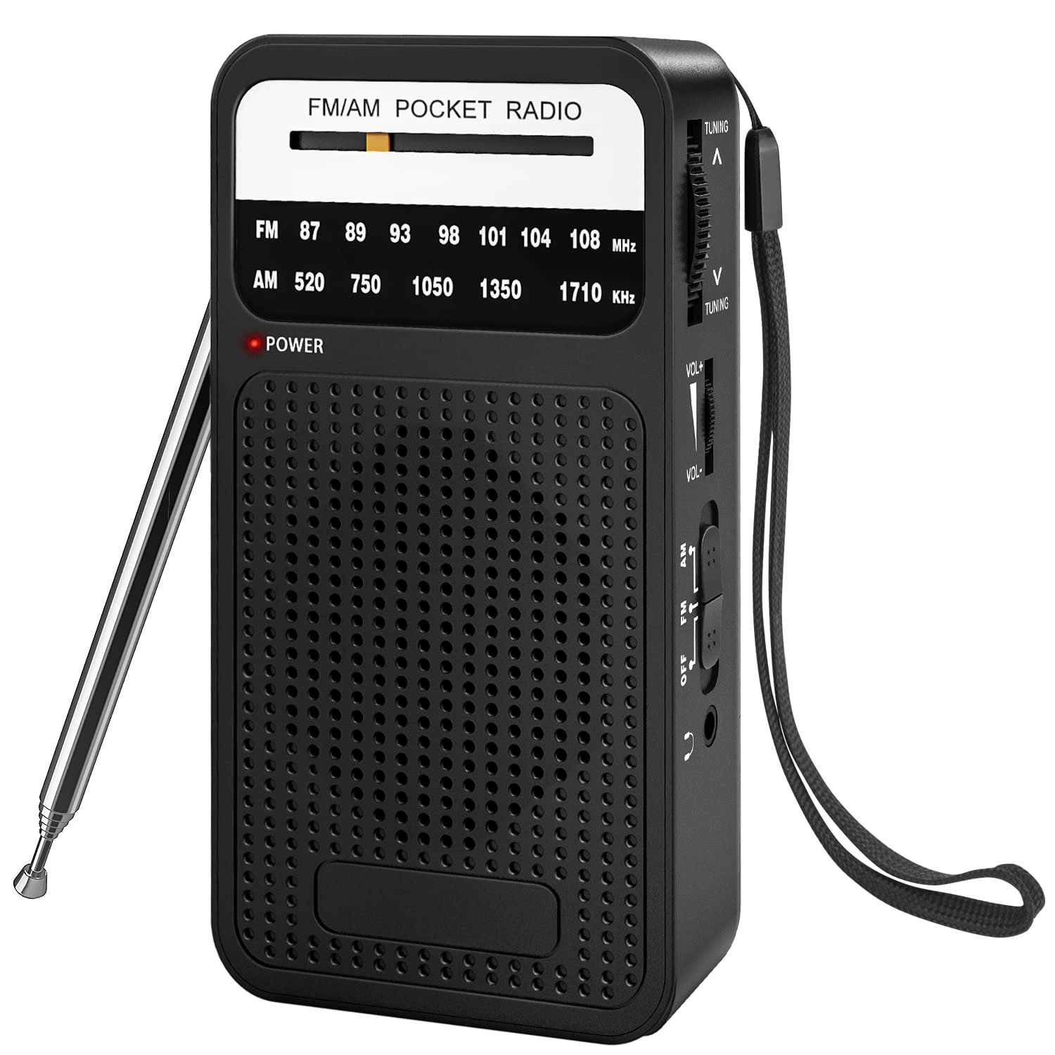 Portable AM FM Radio with Long Range Reception - Transistor Radio with Loud Speaker, Headphone Jack & 2AA Battery - Perfect for Home, Outdoor, Camping, and Emergency Situations