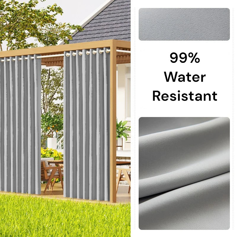 Durable All-Weather Antibacterial Outdoor Curtains - Custom Size for Patio, Deck, and Poolside Privacy - Waterproof & UV Resistant