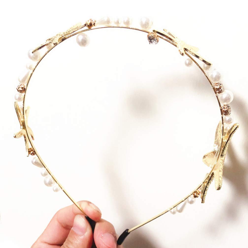 Lurrose Mermaid Headband with Pearls - Elegant Bridal Hair Accessories for Women, Wedding, Party & Vacation - Perfect for Beach Weddings, Bachelorette Parties & Photo Shoots