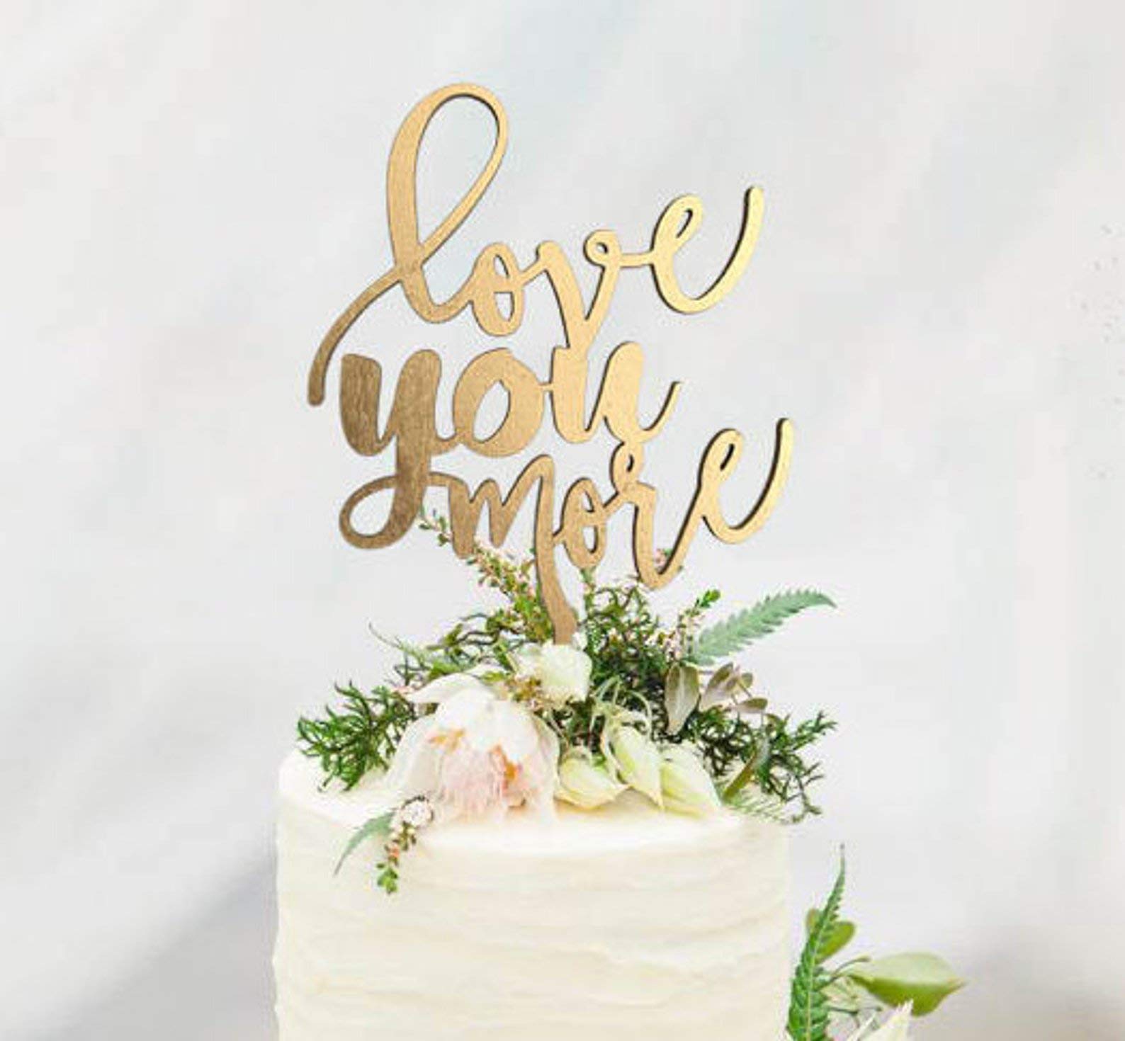 Rustic 'Love You More' Wedding Cake Topper - Handmade Country Chic Cake Decor for Weddings, Beach Ceremonies & Anniversary Cakes - Perfect for Rustic, Farmhouse & Coastal Wedding Themes