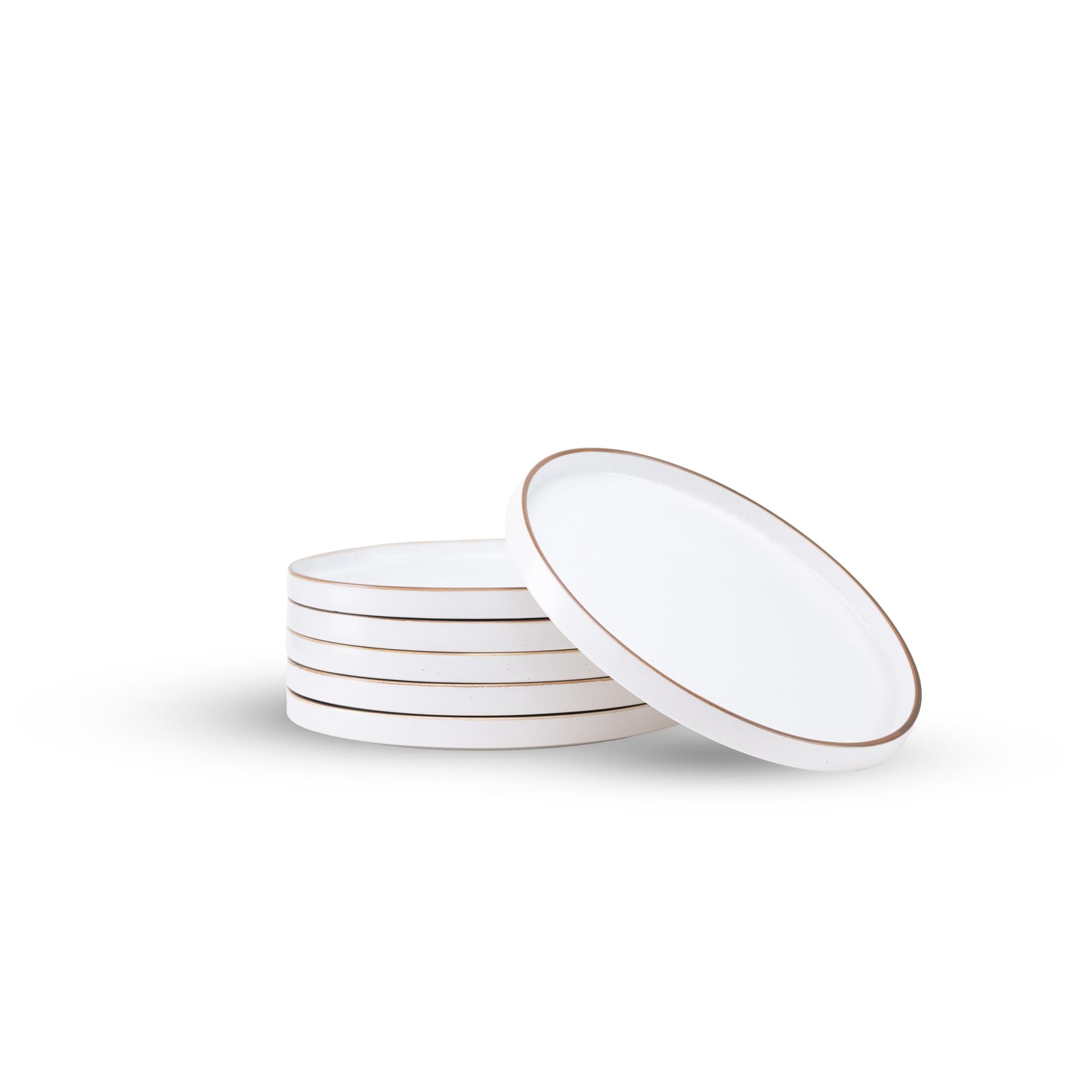 Shay 6-Piece White Matte Stoneware Quarter Plates Set - Premium Snack & Dessert Plates for Home, Kitchen, Dining | Japandi Style | Perfect for Appetizers, Small Meals, and Entertaining