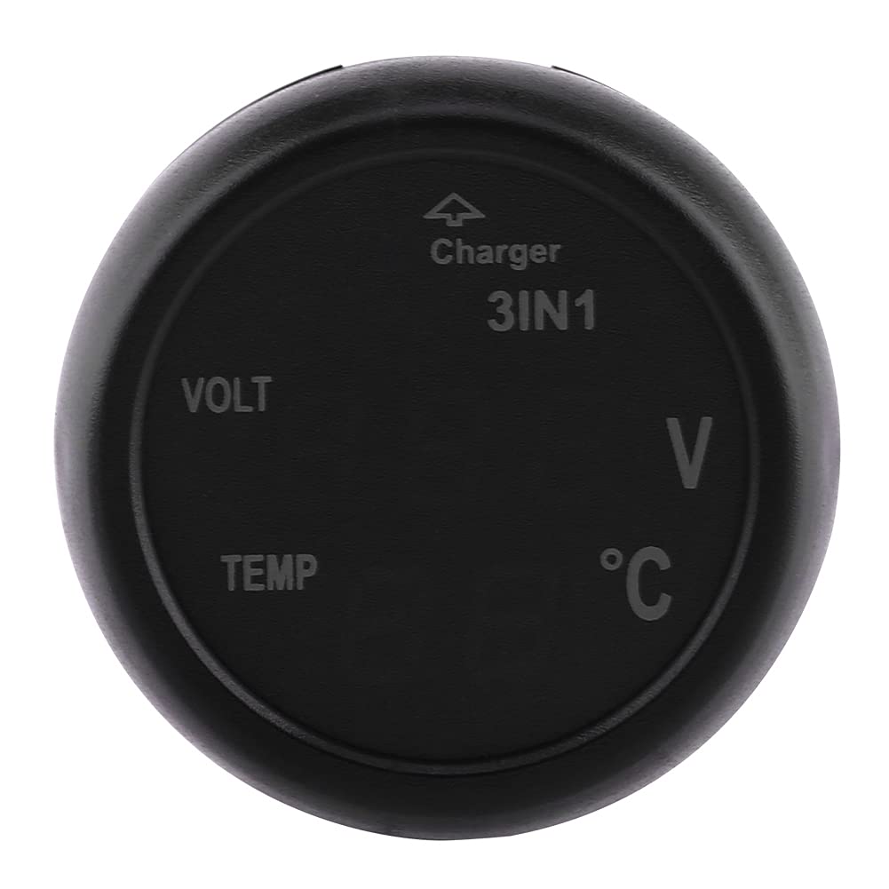 Dual USB Car Charger with Digital Voltmeter & Thermometer - 3-in-1 Cigarette Lighter Adapter for Car & Truck (Green+Red LED Display) - Perfect for Road Trips, Camping & Vehicle Maintenance