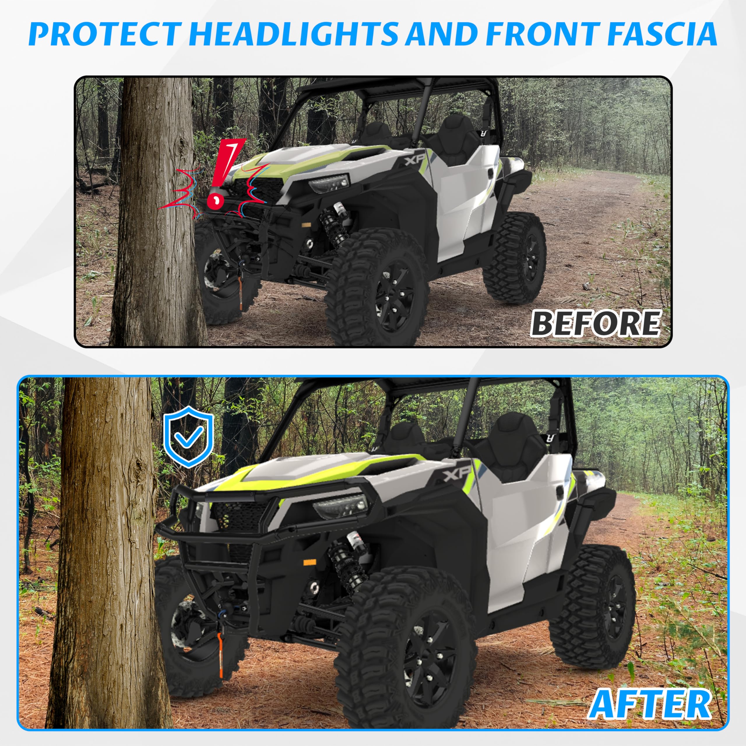 SAUTVS Heavy Duty Front Bumper & Brush Guard for Polaris General 1000 (2016-2025), General 4 1000 (2017-2025), General XP/XP 4 1000 (2020-2025) - Replacement Part #2881525 - Off-Road Protection & Style Upgrade for UTV Accessories