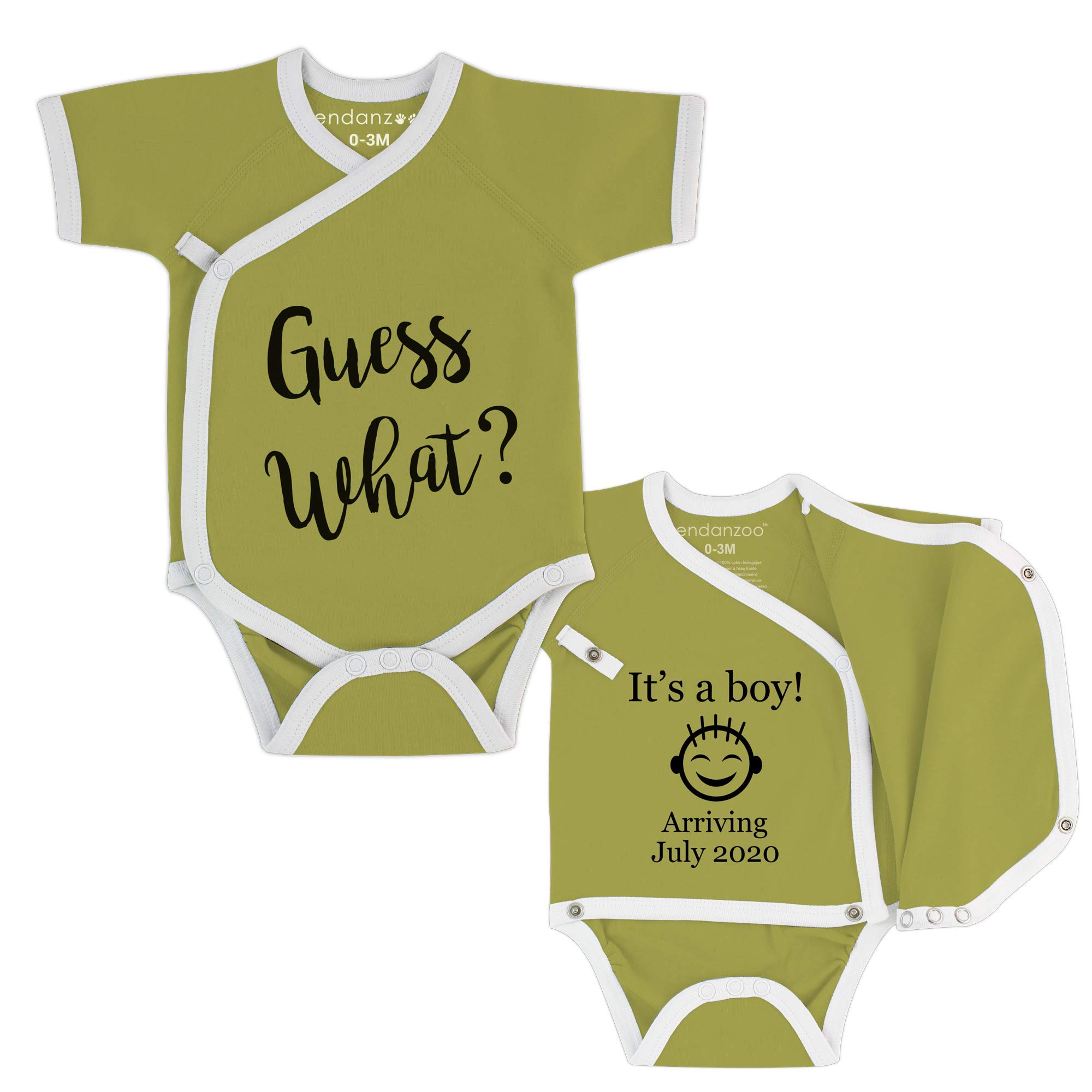Custom Organic Baby Kimono Bodysuit - Gender Reveal Outfit & Pregnancy Announcement Gift (Boy/Girl) - Perfect for Newborn Photos, Baby Showers & First Birthday Parties