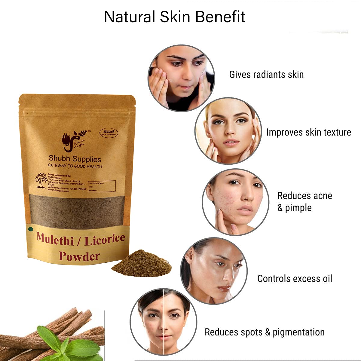 Pure & Natural Mulethi Powder (Licorice Root Powder) 300g - Skin Whitening, Body Care, Hair Growth & Cough Relief | For Glowing Skin, Healthy Hair & Respiratory Support