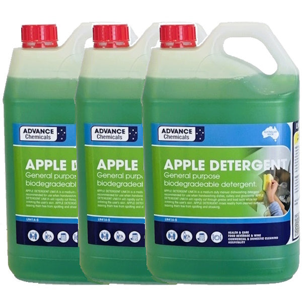 Advanced Chemicals Apple Scented Dishwashing Liquid Detergent - 5 Liter Bulk Size for Commercial Kitchens & Restaurants | Perfect for Sinks, Dishwashers & Heavy-Duty Cleaning