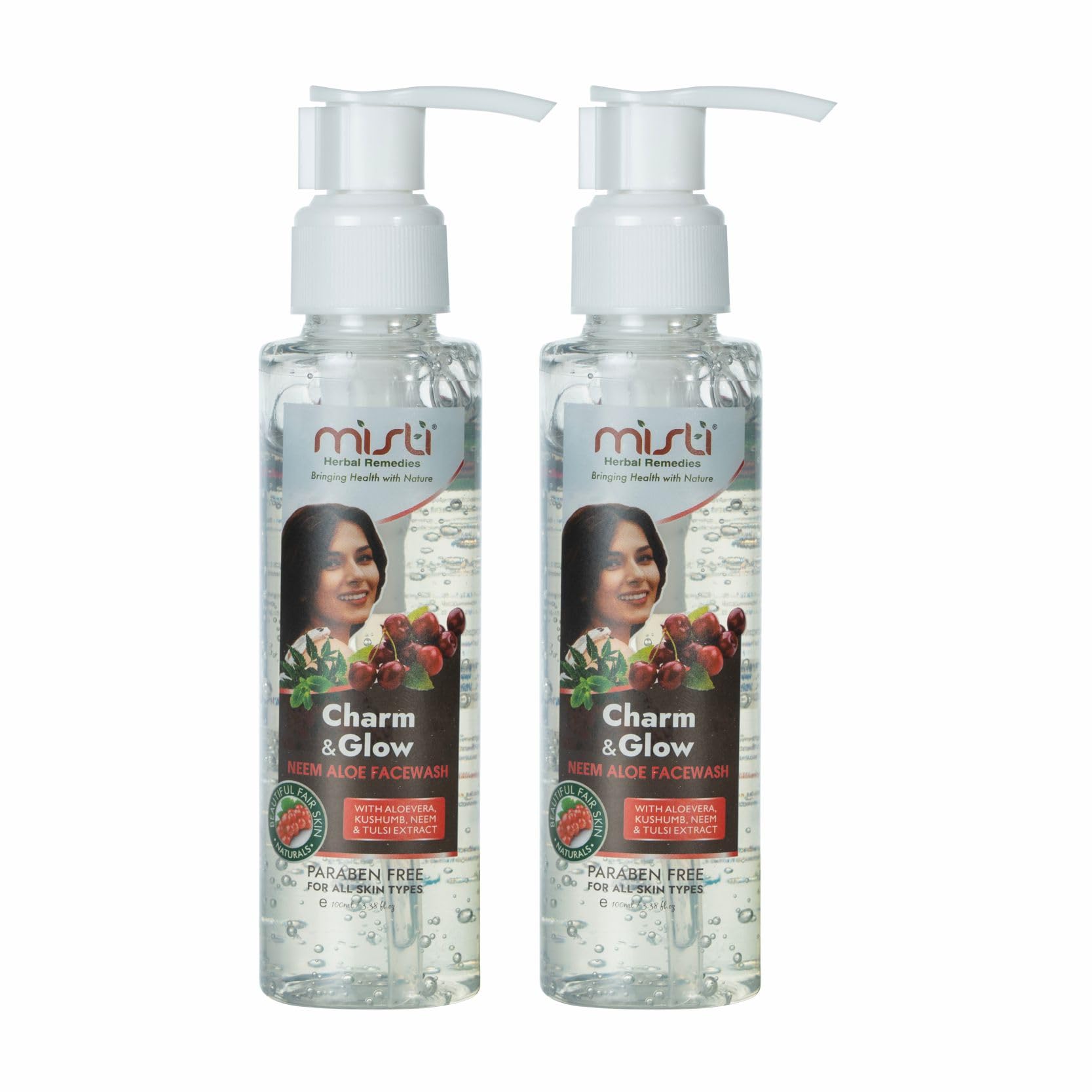 Charm & Glow Herbal Face Wash for Men & Women – Refreshing & Purifying Daily Cleanser for All Skin Types, 100ml (Pack of 2) | Natural Skincare for Morning & Night Routine