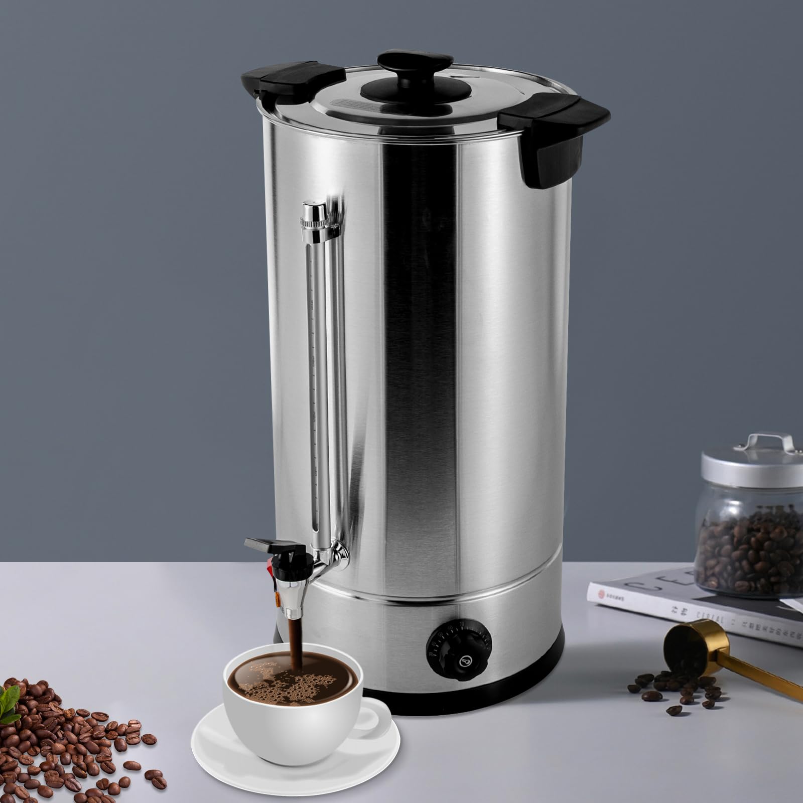 25L/6.6gal Commercial Coffee Urn Stainless Steel Coffee Maker - 1400W Hot Water & Beverage Dispenser for Home, Office, Party, Wedding (86-230°F) - Perfect for Catering, Events & Large Gatherings
