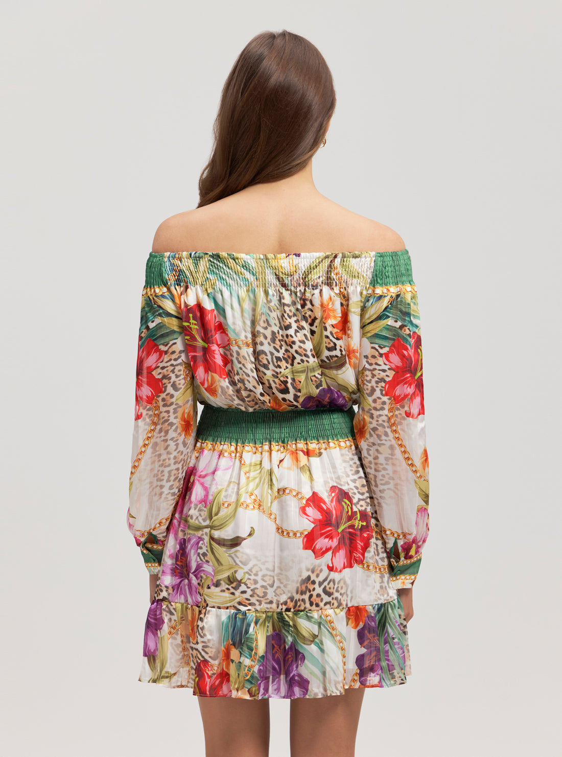 Stylish Green Jungle Print Charlotte Mini Dress for Women - Perfect for Summer Parties, Vacations & Casual Outings