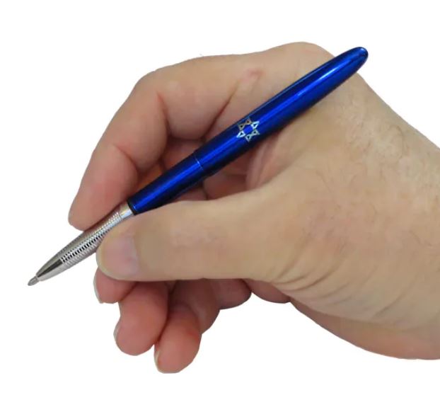 Fisher Space Pen Bullet Ballpoint Pen - Blue Moon with Star of David Design | Premium EDC Writing Pen for Office, Travel & Outdoor Use