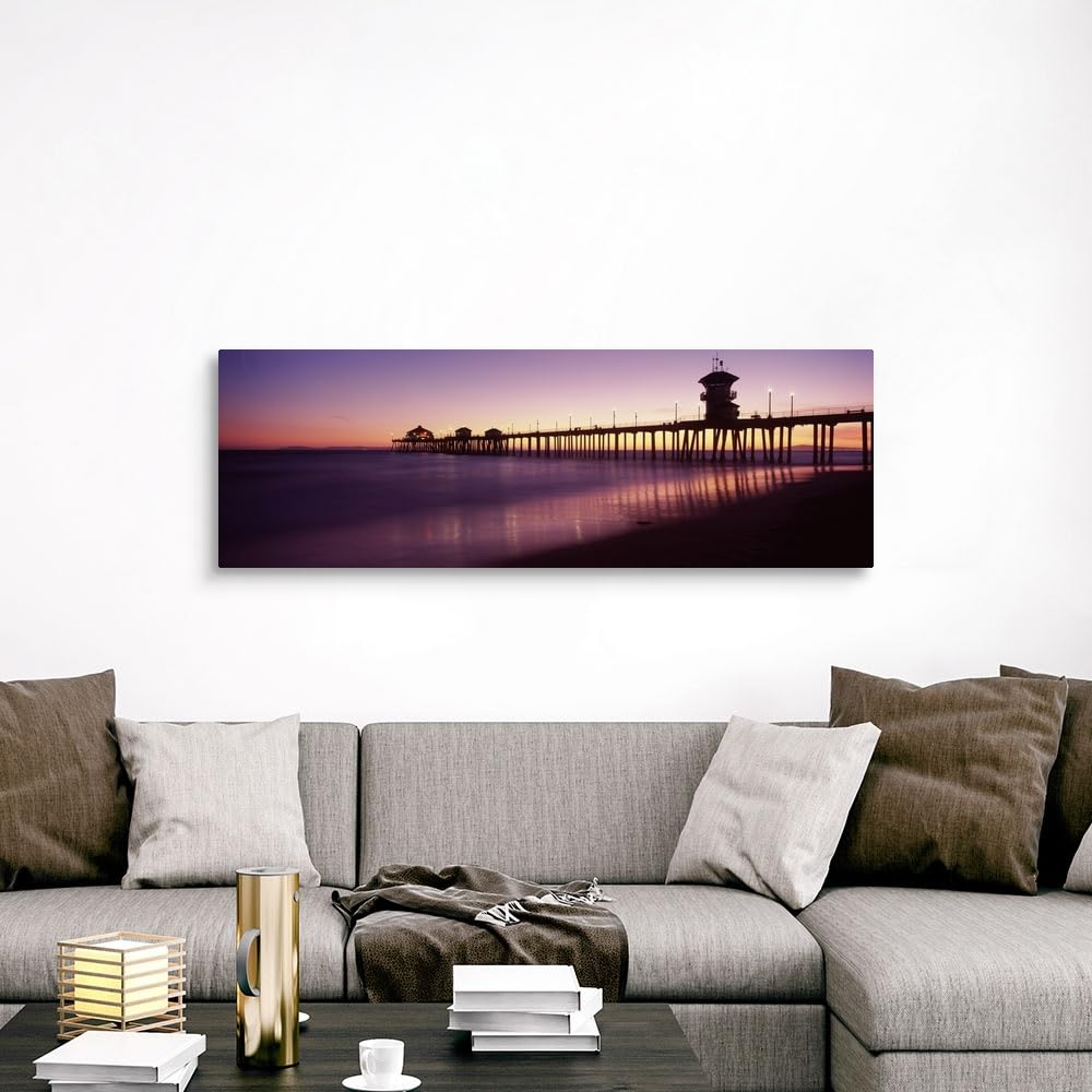 CANVAS ON DEMAND Pier in the Sea - Huntington Beach Pier California Canvas Wall Art Print - 60
