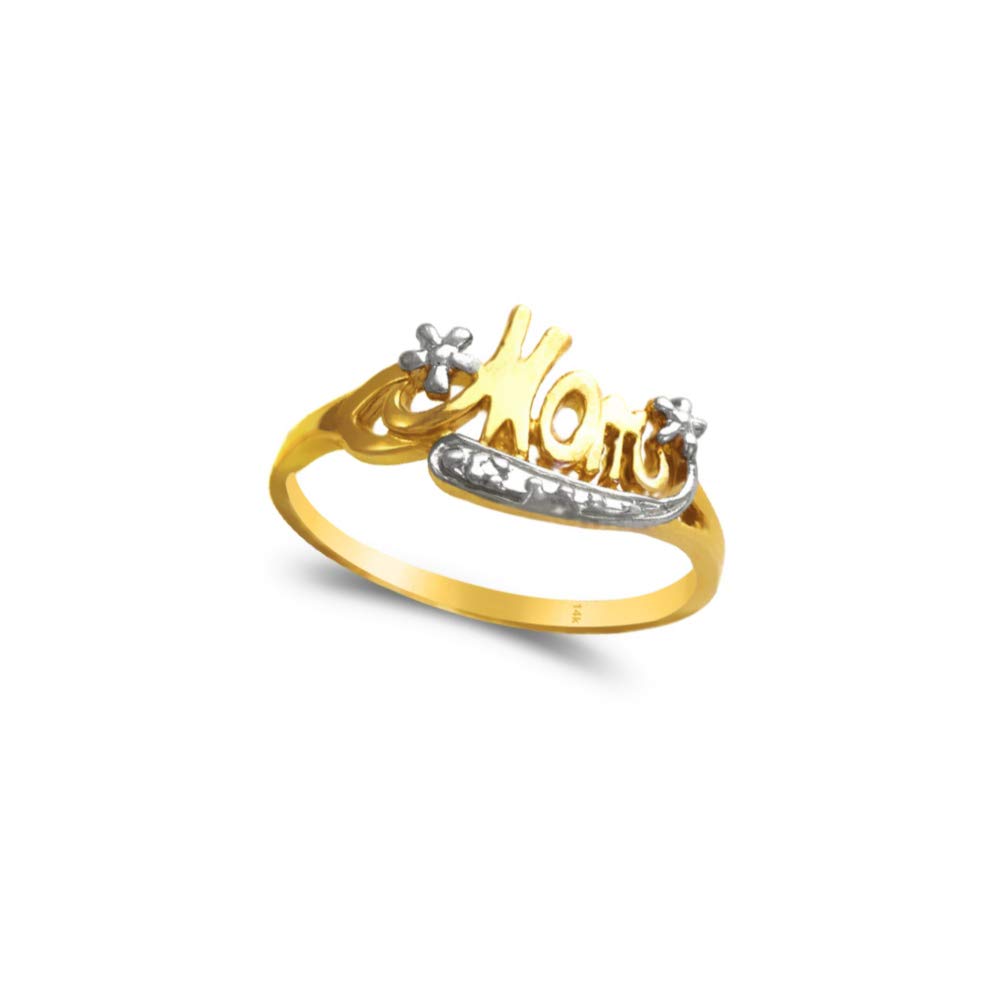 14K Two Tone Gold Mam Ring - Elegant Mother's Day Jewelry Gift for Mom - Anillo Para Mama - Perfect for Birthdays, Anniversaries & Special Occasions