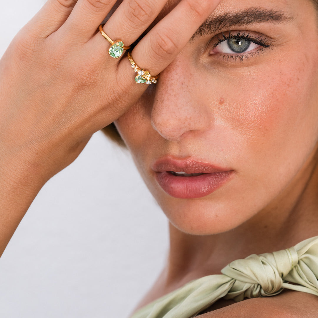 Elegant Sandra Ring with Chrysolite & Jonquil Gemstones | Perfect for Weddings, Parties & Special Occasions
