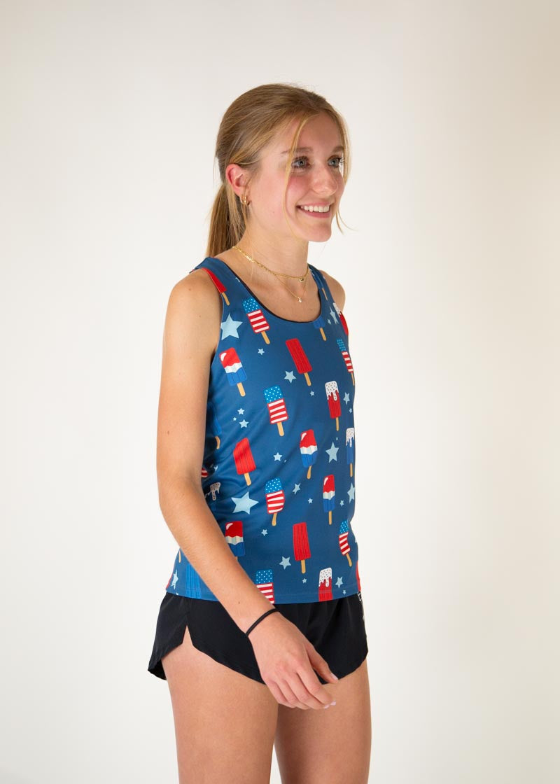 USA Women's Popsicles Performance Singlet - Breathable Workout Top for Running, Gym & Yoga | Comfortable & Stylish Activewear