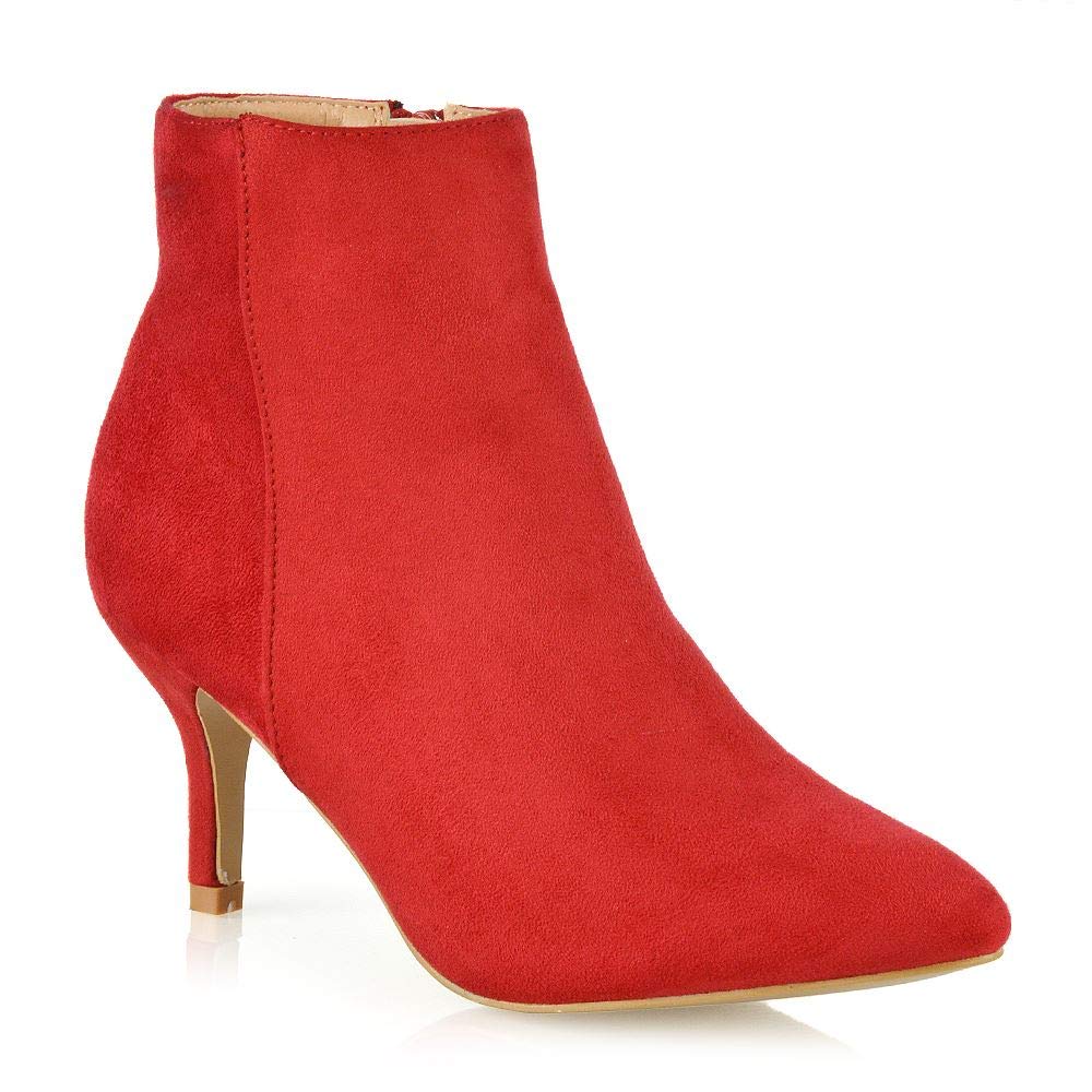 Women's Ankle Boots - Low Kitten Heel Pointy Toe Zip Booties for Ladies (Size 5-12) | Stylish & Comfortable for Work, Date Night & Fall Fashion
