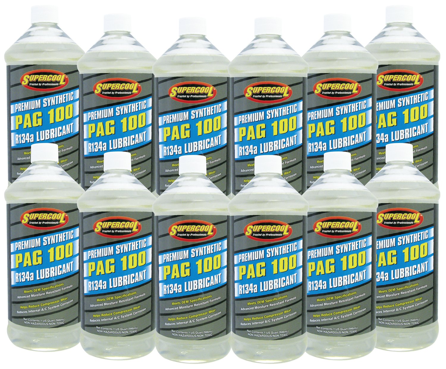 TSI Supercool P100-32-12CP PAG 100-Viscosity Oil - 32 oz, 12 Pack | High Performance Air Conditioning Oil for Automotive AC Systems | Ideal for Car Repair, Maintenance & HVAC Service