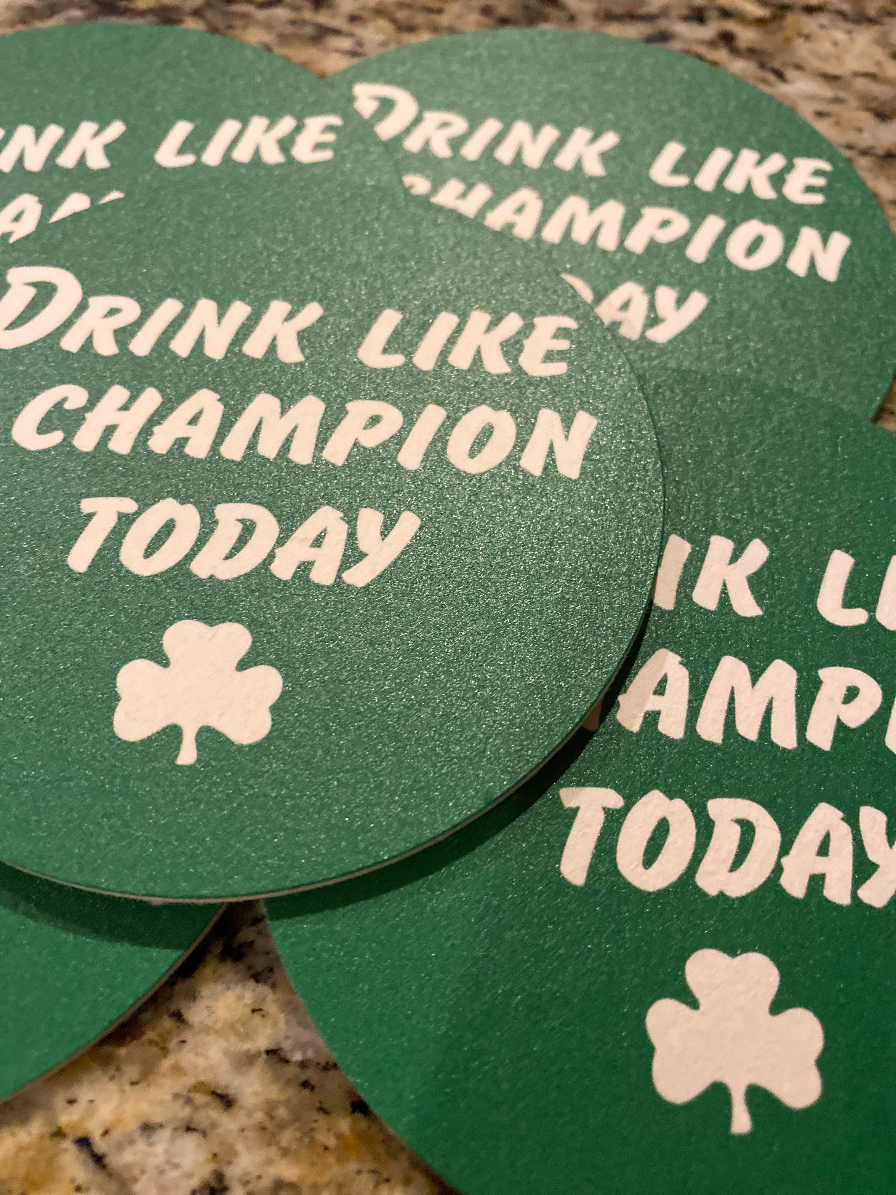 Premium Irish Green Drink Coasters Set of 5 - Pub & Home Bar Accessories for St. Patrick's Day, Beer, Whiskey & Cocktail Parties - Durable & Stylish Barware