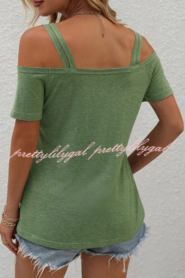 Stylish Solid Color Cold Shoulder Casual T-Shirt for Women - Perfect for Summer Outfits, Beach Wear & Everyday Fashion