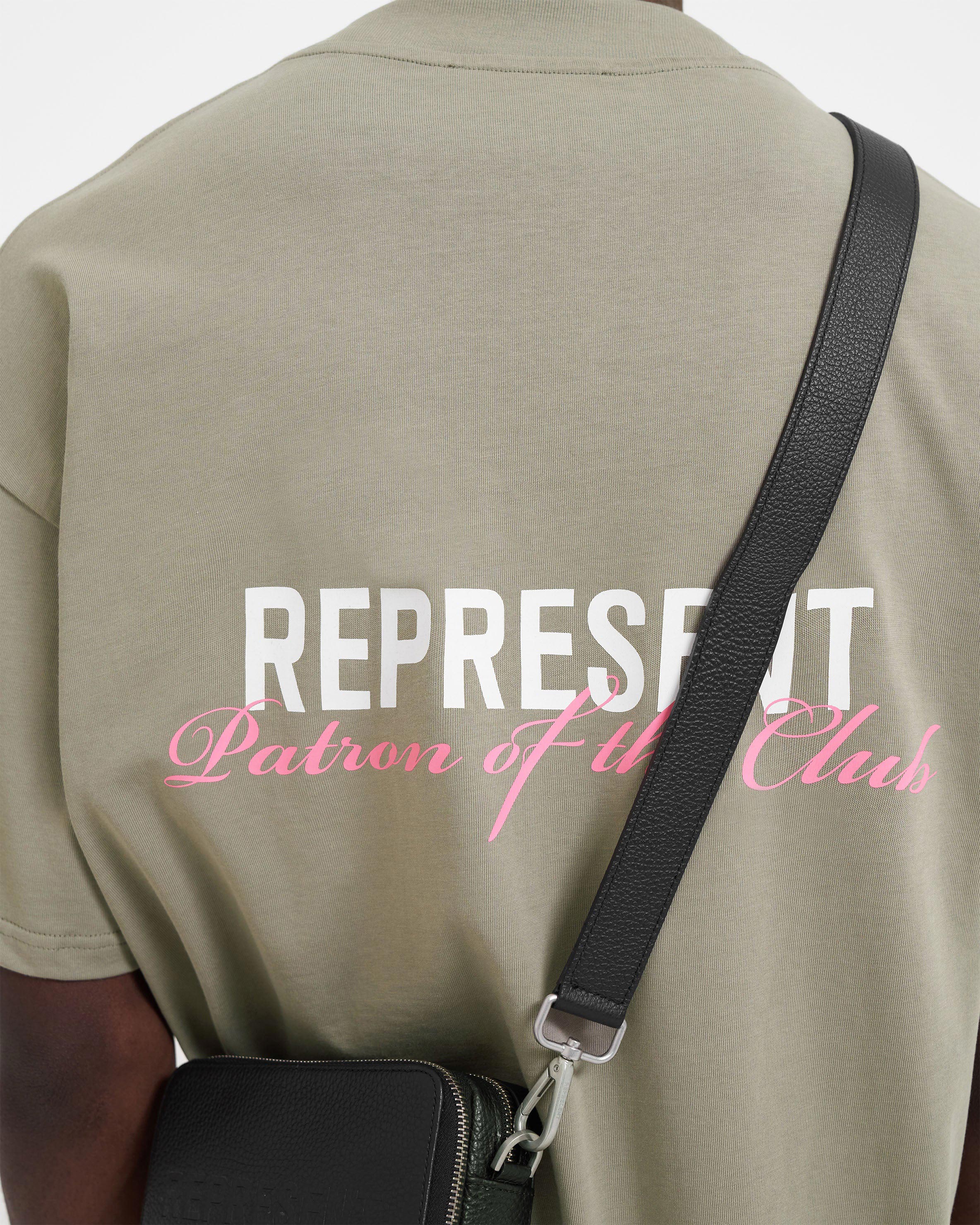 Patron Of The Club T-Shirt | Khaki & Pink Cotton Tee | Casual Wear for Men & Women | Perfect for Night Out & Club Events