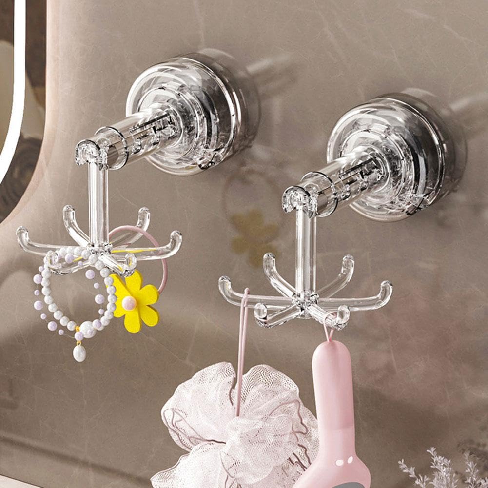 Hanging Utensil Holder with Suction Cup, 360° Rotating Folding Hook, Wall Mounted Kitchen Organizer for Utensils, Spoons, and Ladles, Perfect for Kitchen and Bathroom Storage