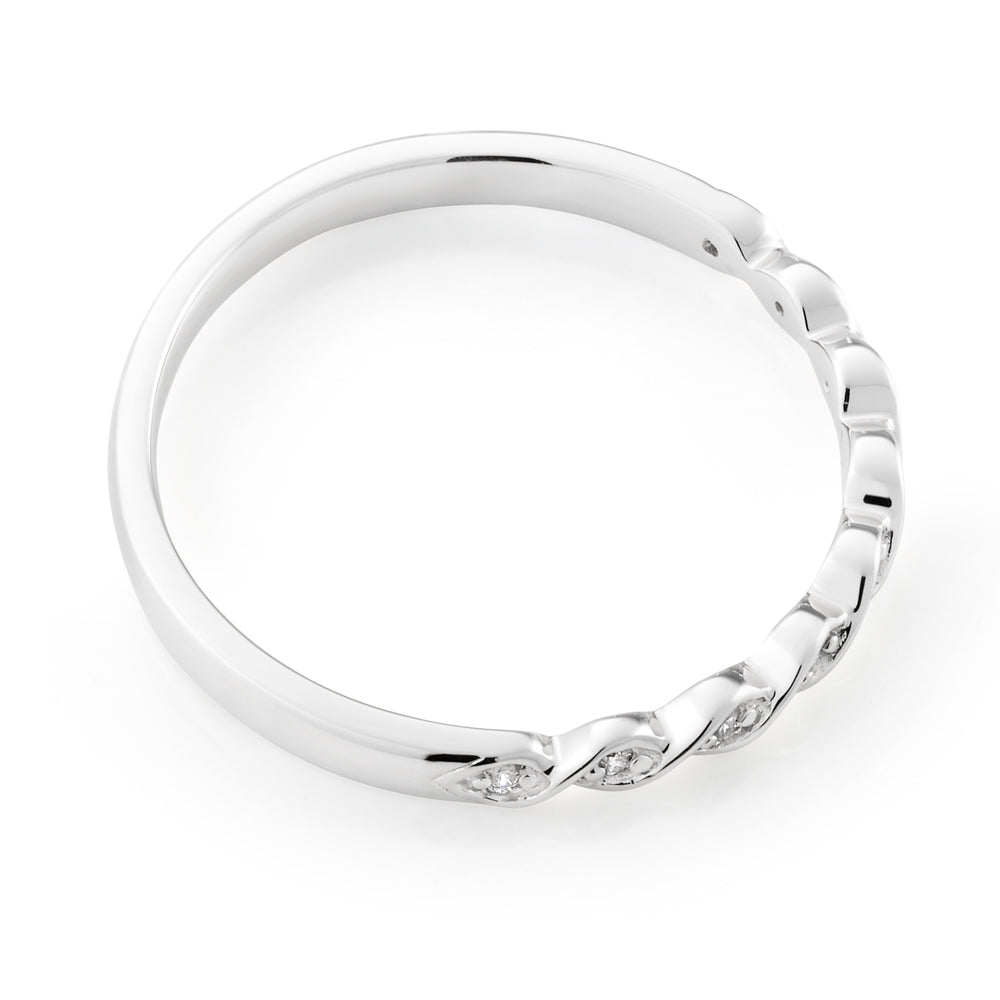9ct White Gold Diamond Ring with 9 Brilliant Cut Diamonds - Elegant Engagement & Wedding Ring for Women