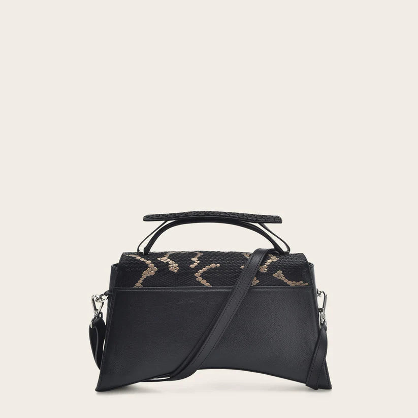 BOD0CPH Women's Fashion Python Leather Handbag - Elegant Black Dress Clutch for Evening Parties & Special Occasions