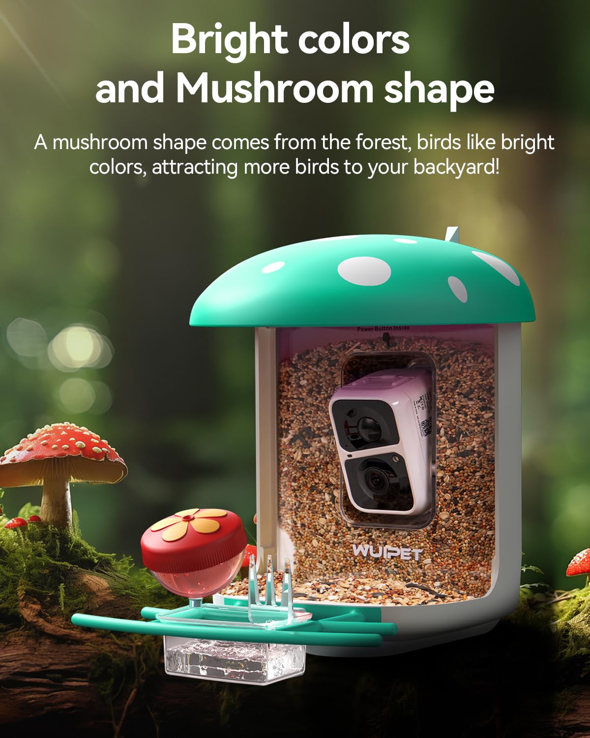 WUIPET Wireless Outdoor Bird Feeder with Camera - Solar Powered, Auto Video Recording & Instant Alerts - Perfect Gift for Bird Lovers (Orange, WP02) - Ideal for Backyard Birdwatching & Wildlife Monitoring
