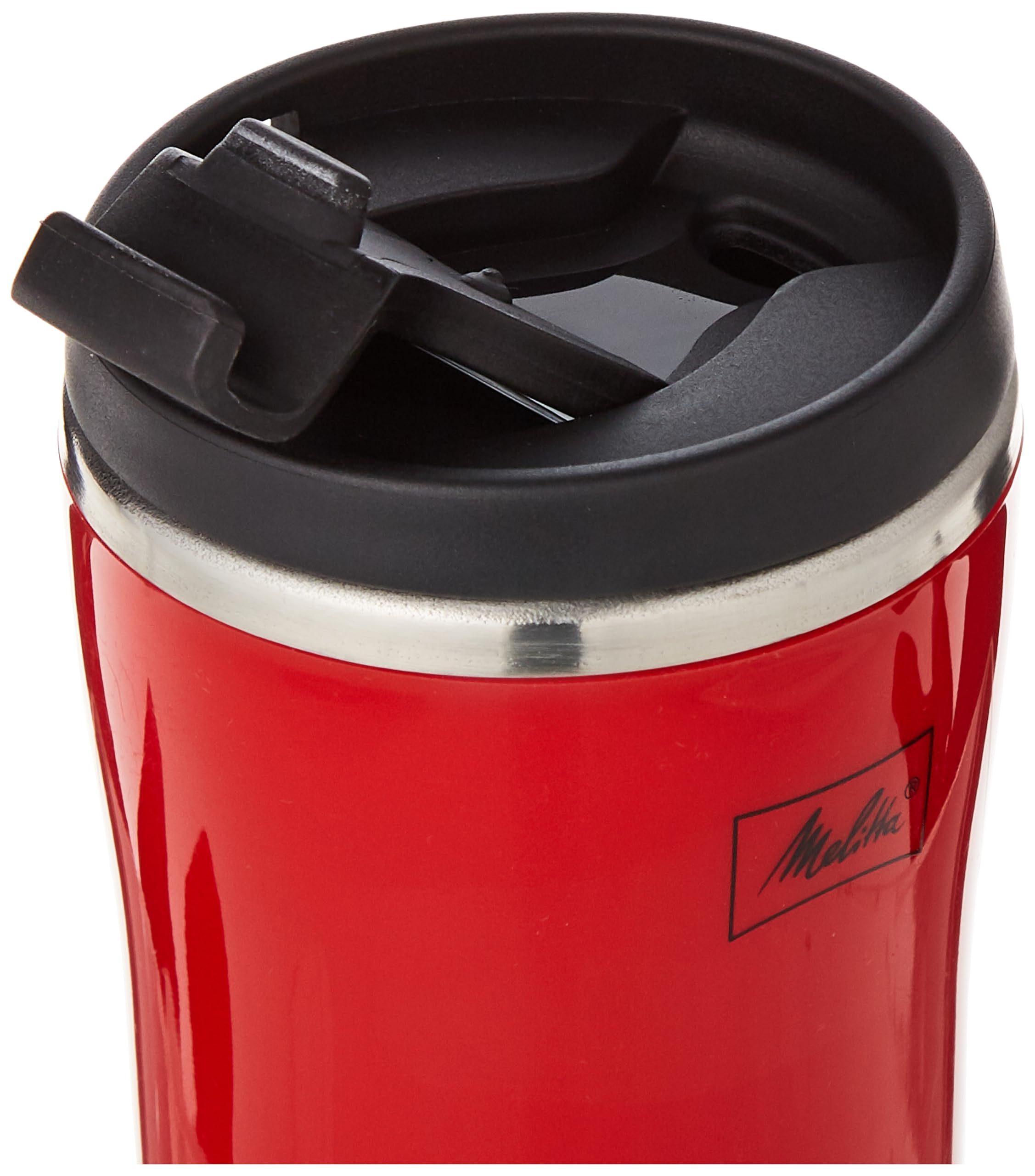 Melitta 6758256 Insulated Travel Coffee Mug - 16oz BPA-Free Plastic Thermos with Leak-Proof Lid & Comfort Grip - Keeps Drinks Hot/Cold for Hours - Perfect for Commuting, Camping & Office Use (Red)