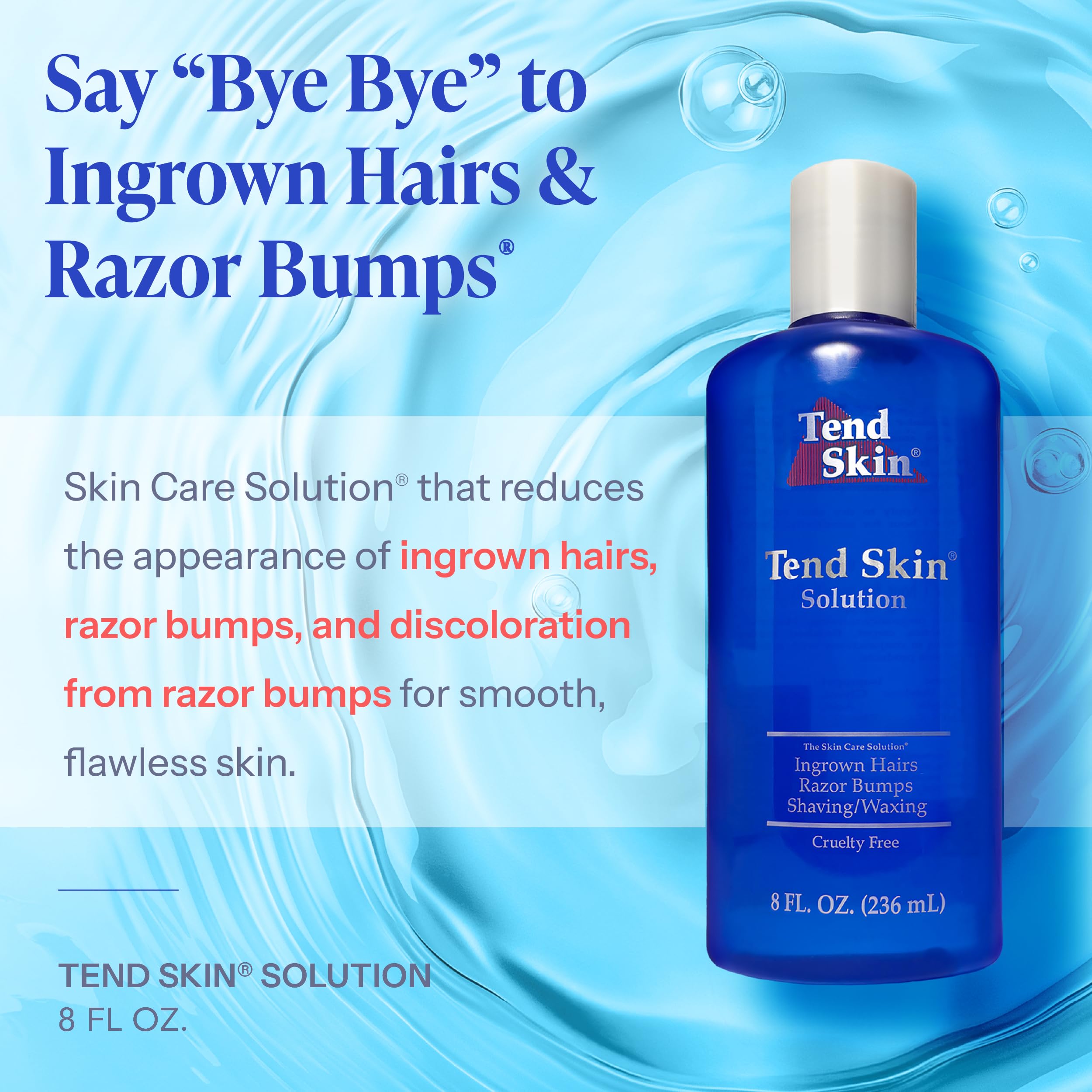 Tend Skin Razor Bump Solution for Ingrown Hairs & Razor Burns | Post Shave & Waxing Toner for Men & Women | Made in USA | 8 Oz | Soothes Skin After Shaving, Waxing & Hair Removal