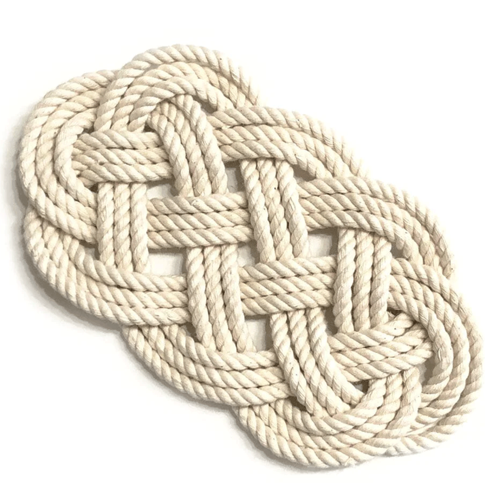 4 x 8 Inch Nautical Sailor Knot Trivet - Heat Resistant Coaster for Hot Pots, Pans, and Dishes - Perfect for Kitchen, Dining Table, and Coastal Home Decor