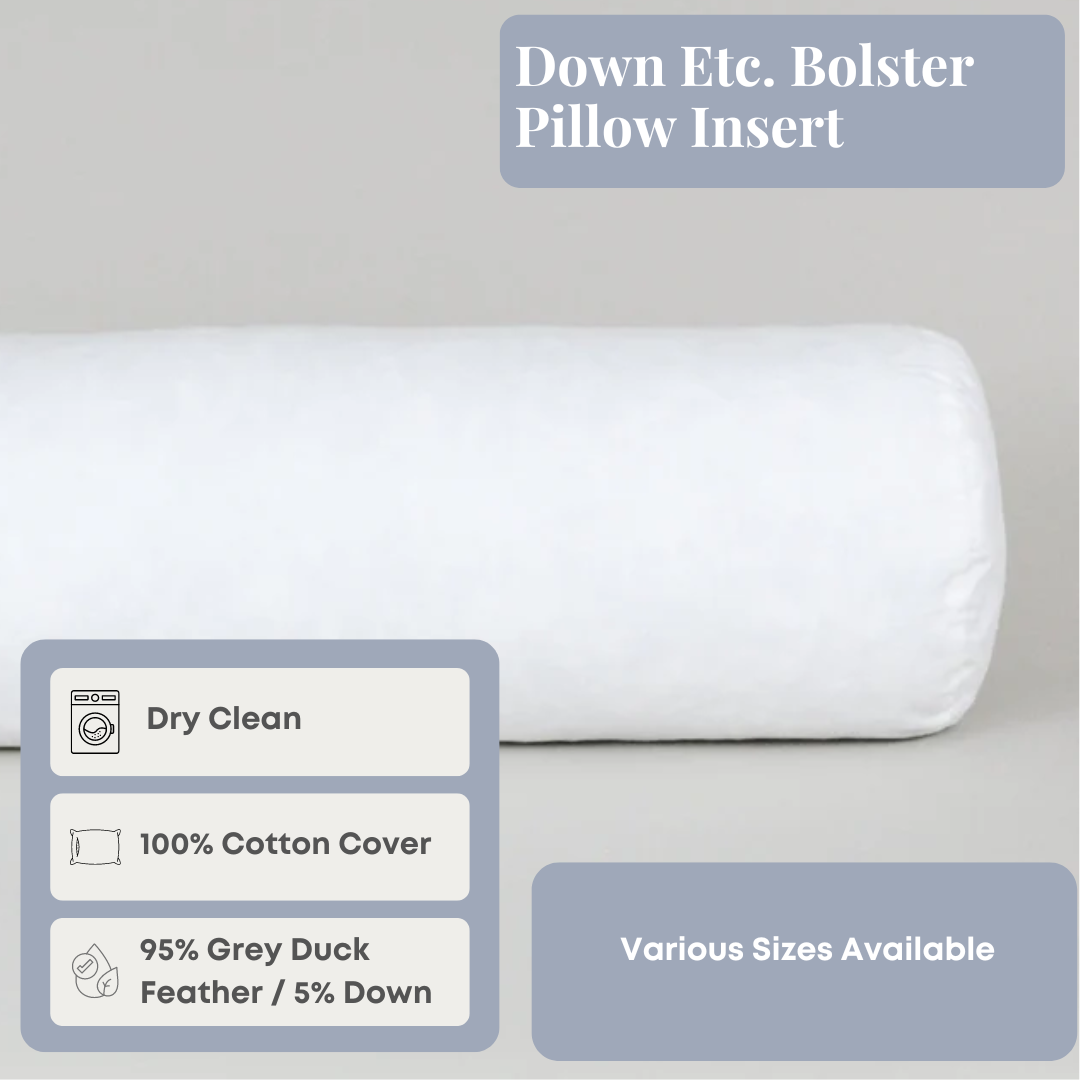 Premium Down & Feather Bolster Pillow Insert - Hypoallergenic & Supportive Bedding for Side Sleepers, Sofa, and Reading Nook Comfort