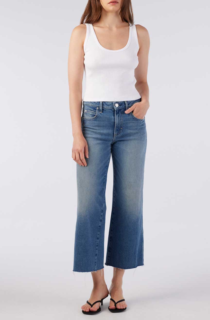 Amo Marjorie Mid Rise Relaxed Crop Jeans - Women's Comfortable Stretch Denim Pants for Casual Wear & Everyday Outfits