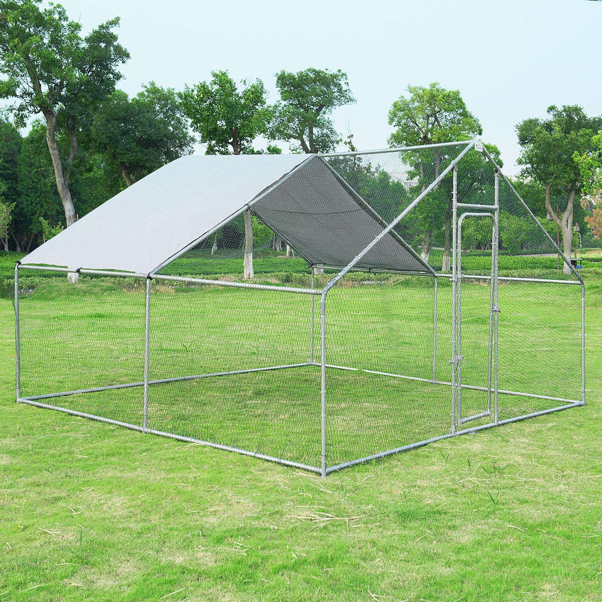 Giantex 13ft x 10ft Large Walk-in Metal Chicken Coop with Waterproof Cover - Spire Design Poultry Habitat for Hens, Rabbits & Small Animals - Durable Outdoor Backyard Farm Enclosure for Chicken Runs, Rabbit Pens & Small Livestock Protection