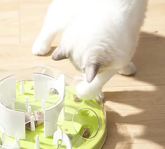 Interactive Puzzle Cat Feeder - Slow Feeder & Treat Maze Toy for Indoor Cats - Stimulate Hunting Instincts & Prevent Overeating - Perfect for Boredom Relief & Mealtime Enrichment