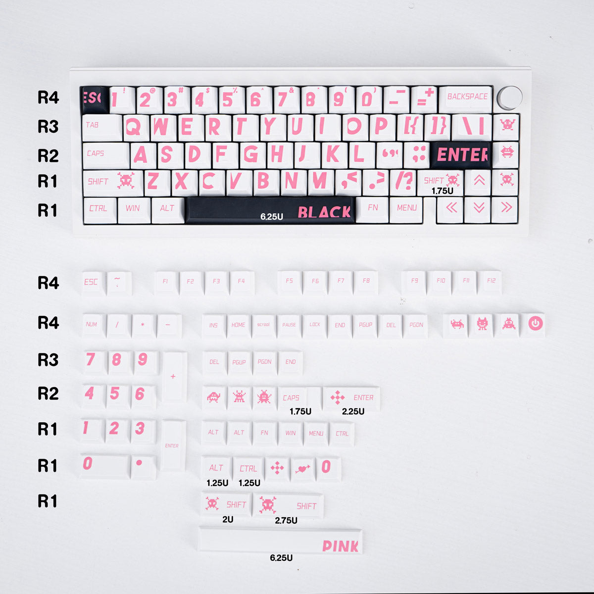 Large Font PBT Mechanical Keyboard Keycaps Set - Cherry Profile Height, Dye-Sublimation for Durability | Perfect for Gaming, Typing & Office Work